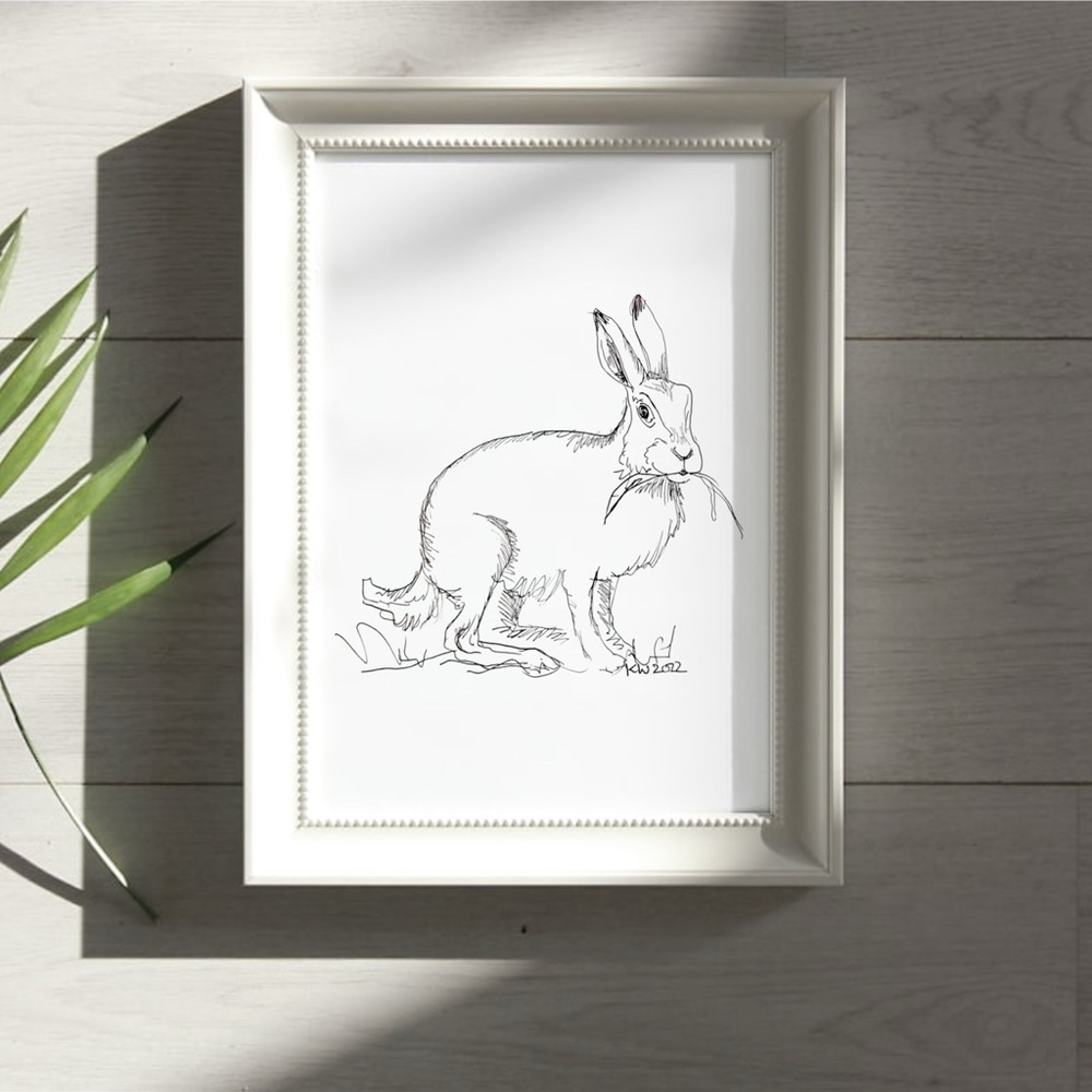 Rabbit Sketch Art Print (frame not included)